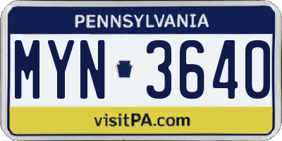 PA license plate MYN3640