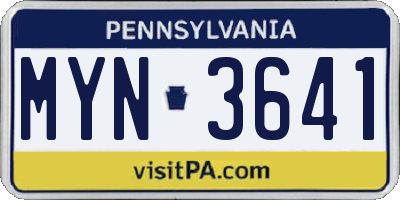PA license plate MYN3641