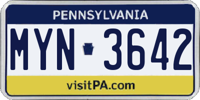 PA license plate MYN3642