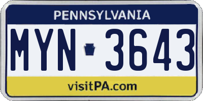PA license plate MYN3643