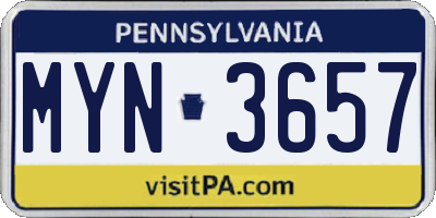 PA license plate MYN3657