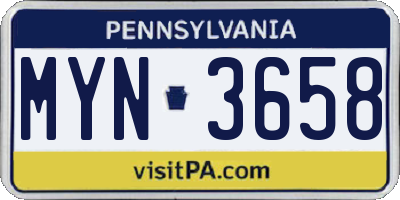 PA license plate MYN3658