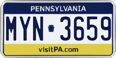 PA license plate MYN3659