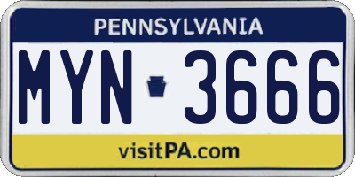 PA license plate MYN3666