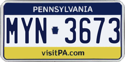 PA license plate MYN3673