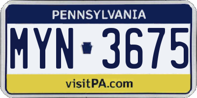 PA license plate MYN3675