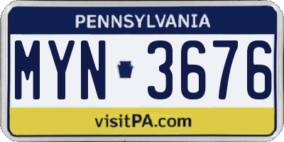 PA license plate MYN3676