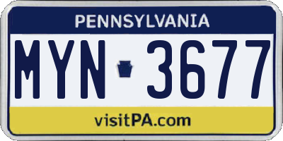PA license plate MYN3677