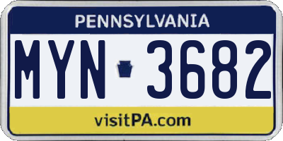 PA license plate MYN3682