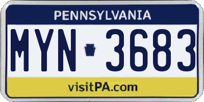PA license plate MYN3683