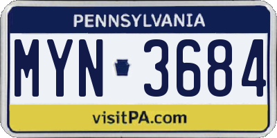 PA license plate MYN3684