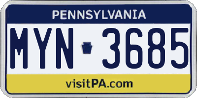 PA license plate MYN3685