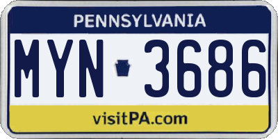 PA license plate MYN3686