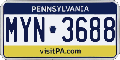 PA license plate MYN3688