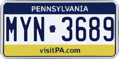 PA license plate MYN3689