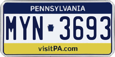 PA license plate MYN3693