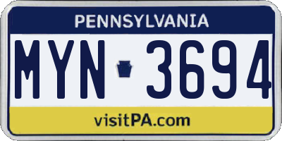 PA license plate MYN3694