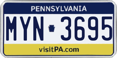 PA license plate MYN3695