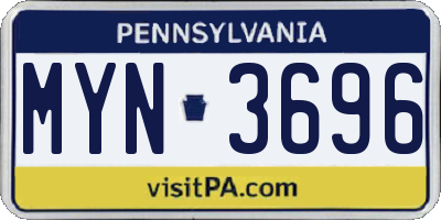 PA license plate MYN3696