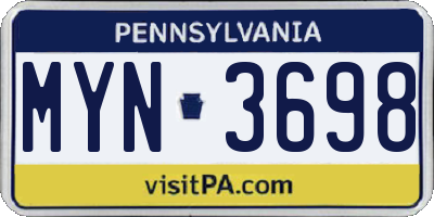 PA license plate MYN3698