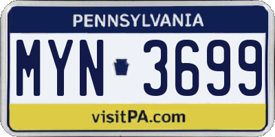 PA license plate MYN3699