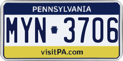 PA license plate MYN3706