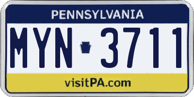 PA license plate MYN3711