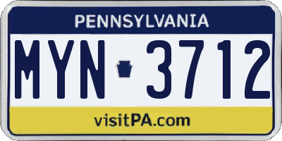 PA license plate MYN3712