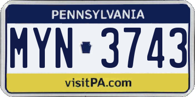 PA license plate MYN3743