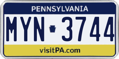 PA license plate MYN3744