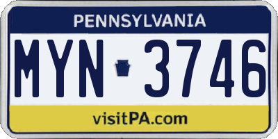 PA license plate MYN3746
