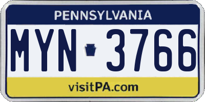 PA license plate MYN3766