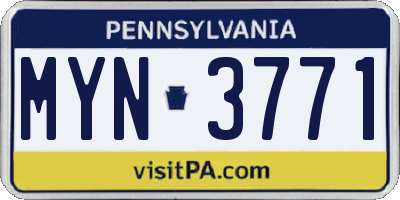 PA license plate MYN3771