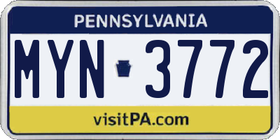 PA license plate MYN3772