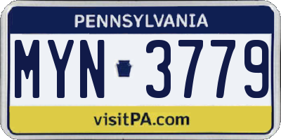 PA license plate MYN3779