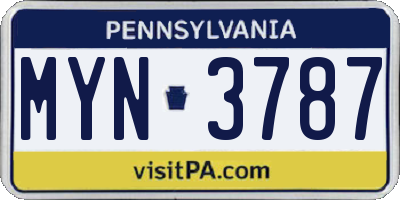 PA license plate MYN3787