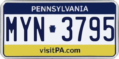 PA license plate MYN3795