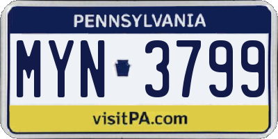 PA license plate MYN3799