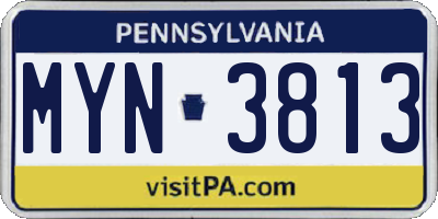 PA license plate MYN3813