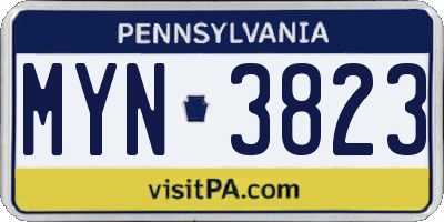 PA license plate MYN3823