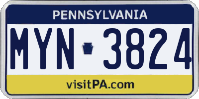 PA license plate MYN3824