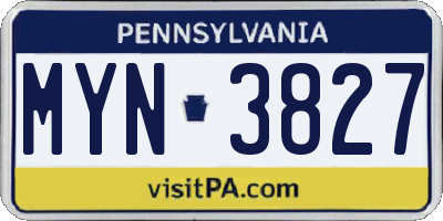 PA license plate MYN3827