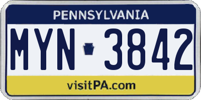 PA license plate MYN3842