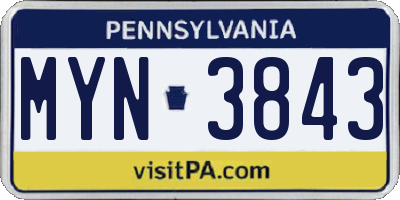 PA license plate MYN3843