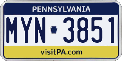 PA license plate MYN3851