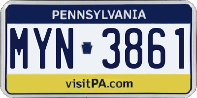 PA license plate MYN3861