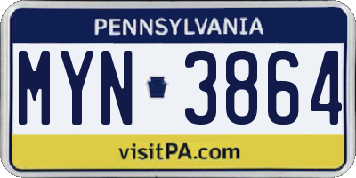 PA license plate MYN3864