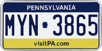 PA license plate MYN3865
