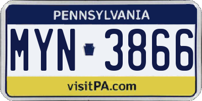 PA license plate MYN3866