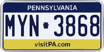 PA license plate MYN3868